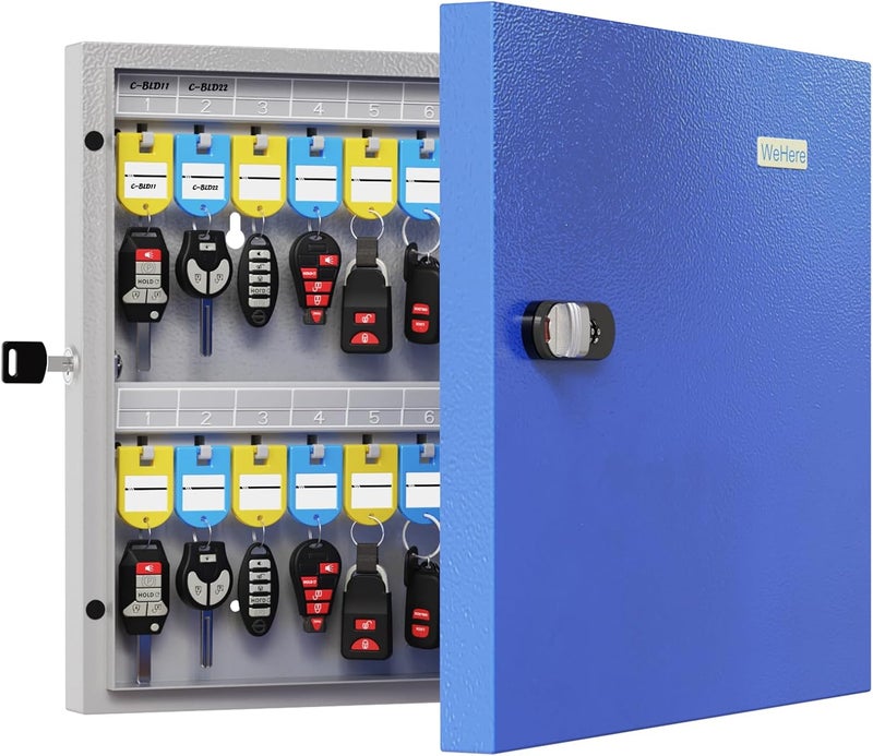 WeHere 48 Key Lock Box Wall Mount use Combination/Key Unlock, Key Cabinet with Key Label, App Key Directory ERP, Key Safe Security Storage Lockbox for Valets, Hotels, Car, House Keys - Image 1